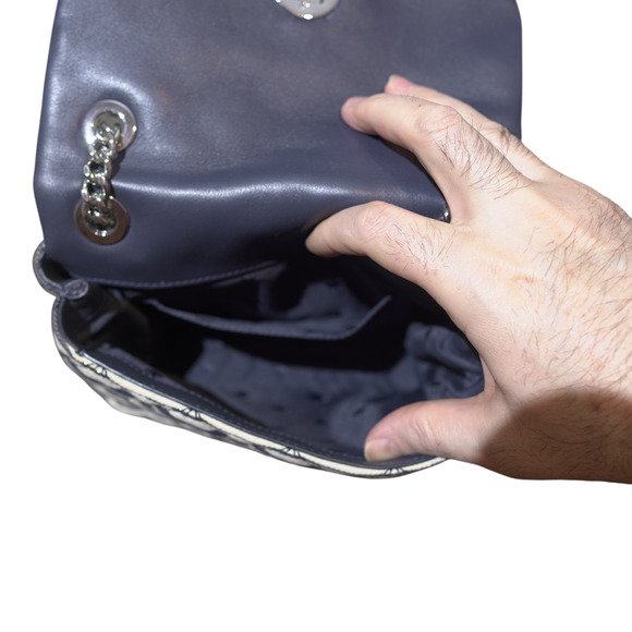 Kate Spade Natalia Medium Quilted Striped Nautical Navy White Silver Chain PRKIN - Picture 10 of 16